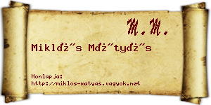 Miklós Mátyás névjegykártya